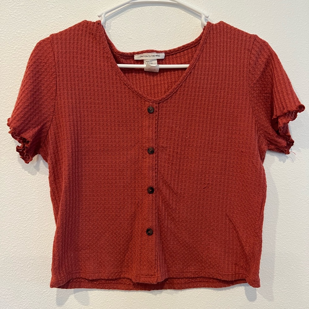 Peach lightly cropped T-shirt